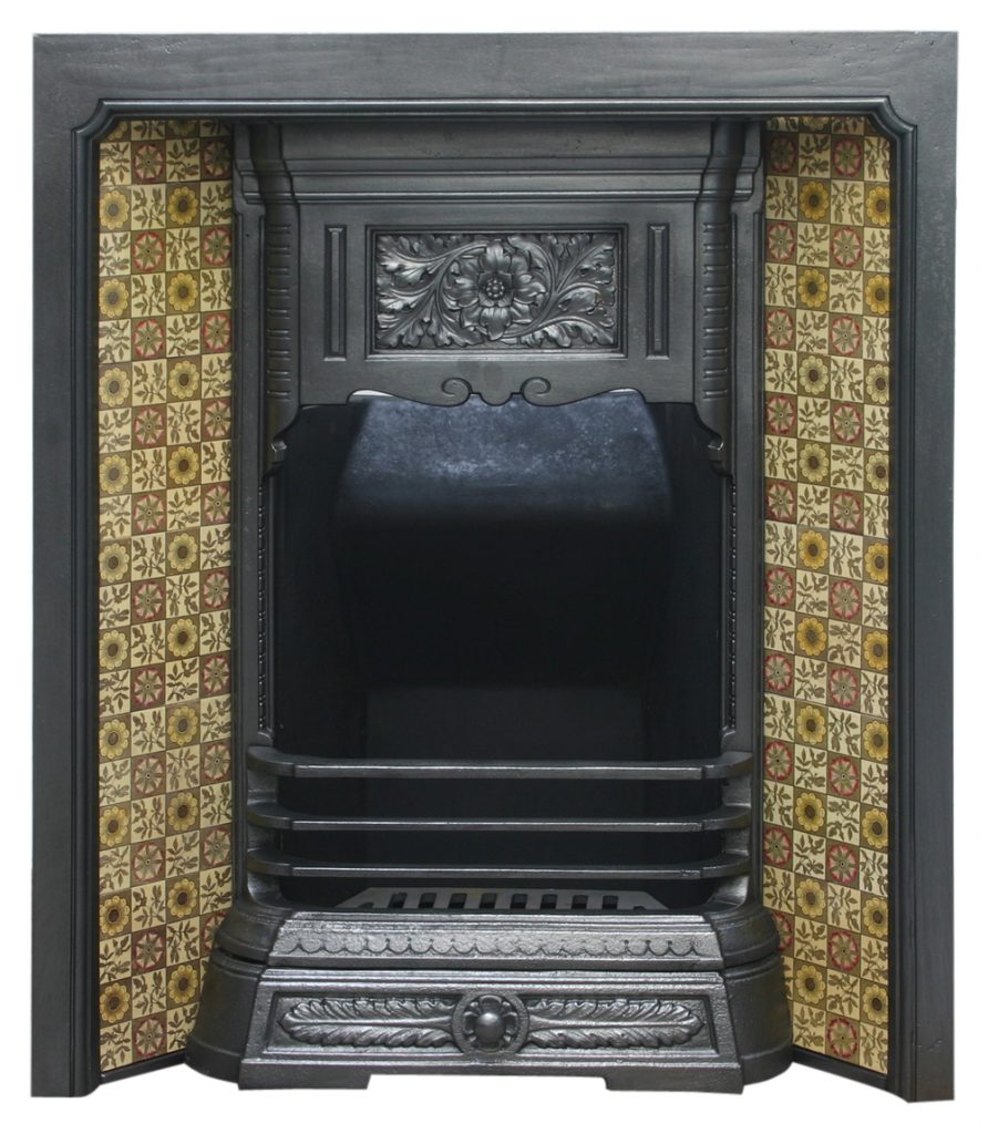 antique Victorian cast iron fireplace grate-0