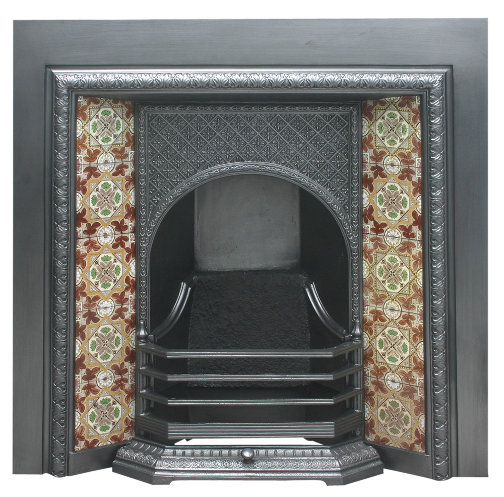 Antique Victorian cast iron fireplace insert-0