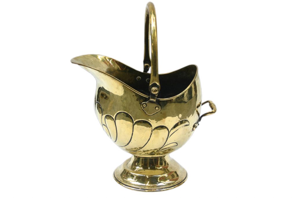 Antique late Victorian brass coal bucket-0