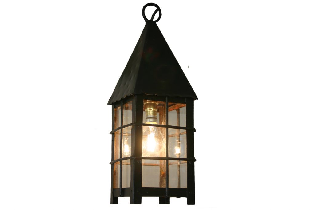 Small reclaimed late 20th Century steel and glass lantern-0