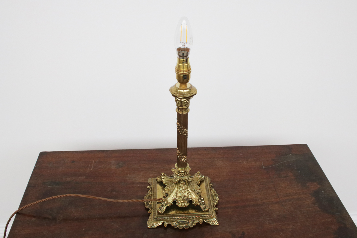 Victorian antique empire style gilt brass table lamp