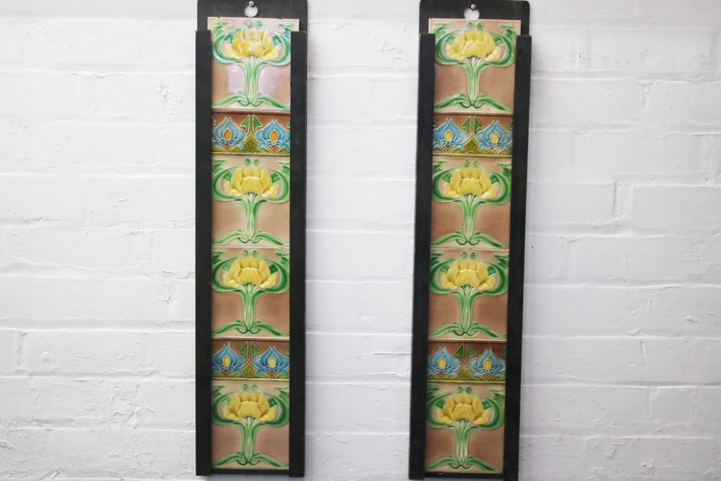 set of antique Art Nouveau Edwardian fireplace tiles-0