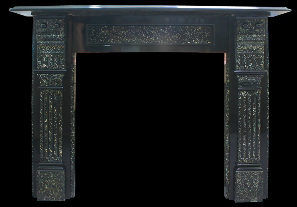 Antique late Victorian decorated slate fire surround-0
