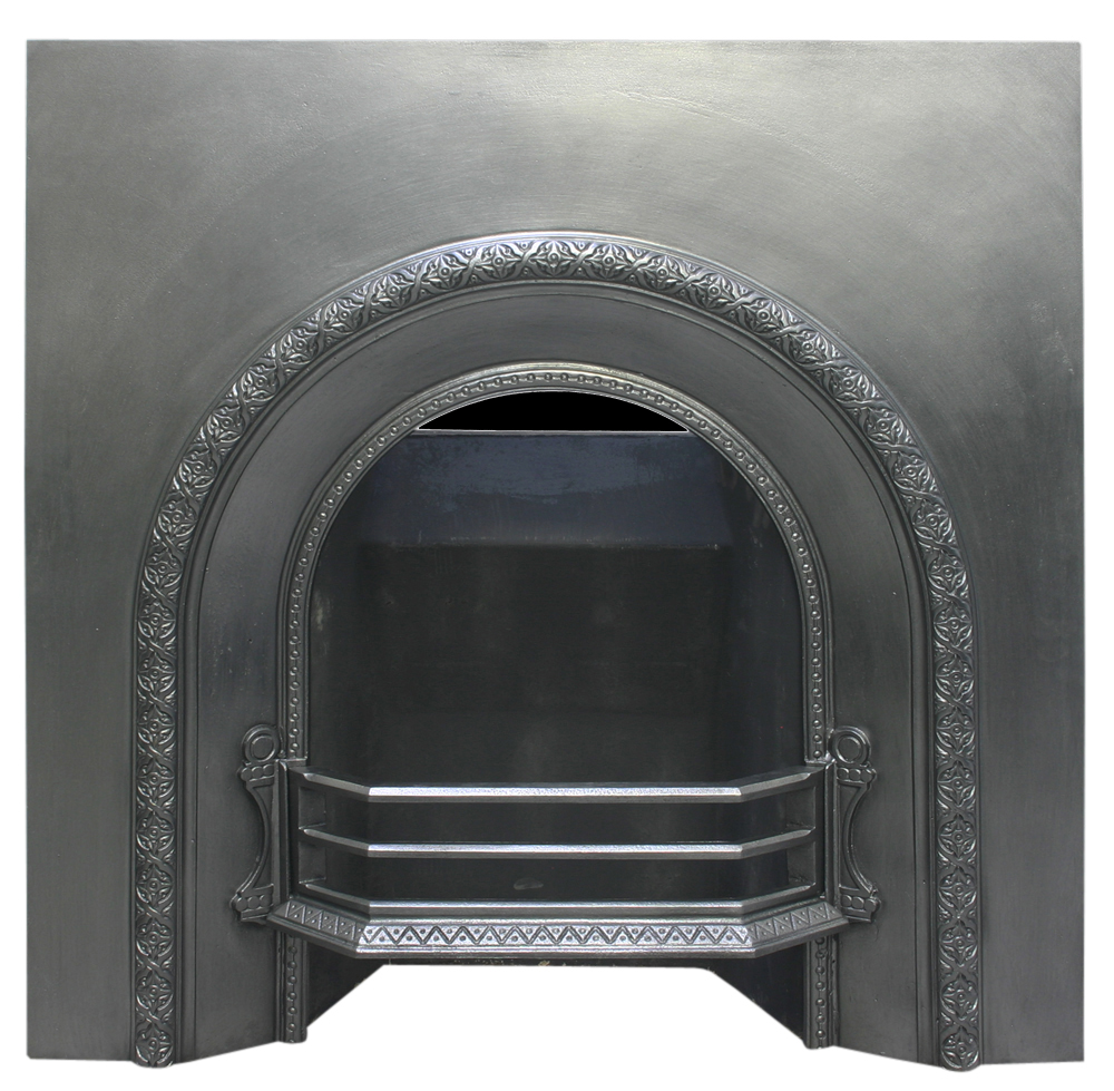 Reclaimed Victorian cast iron arched fireplace insert-0