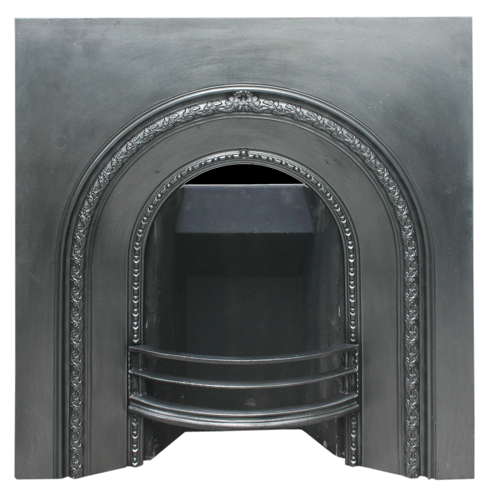 Antique Victorian cast iron arched fire grate-0