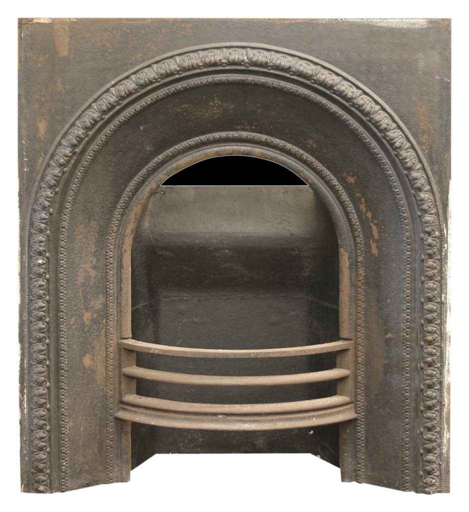 Victorian cast iron arched fireplace grate.-0