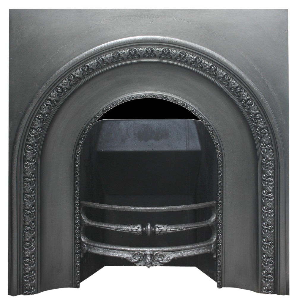 Antique Victorian cast iron arched fireplace insert-0