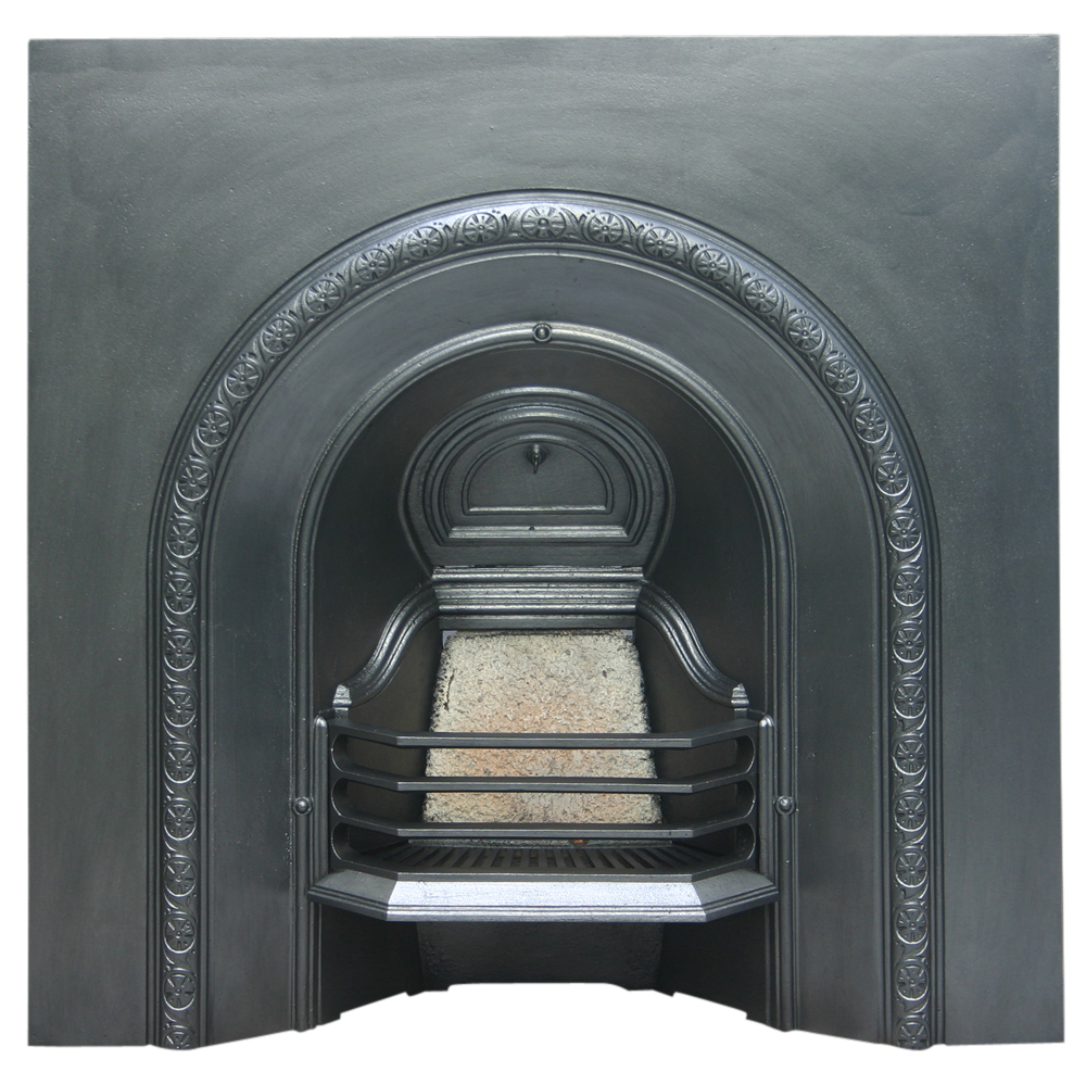 Reclaimed antique Victorian cast iron arched fireplace insert-0