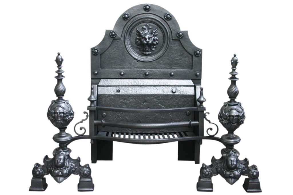 Antique19th century Victorian cast iron fire grate-0