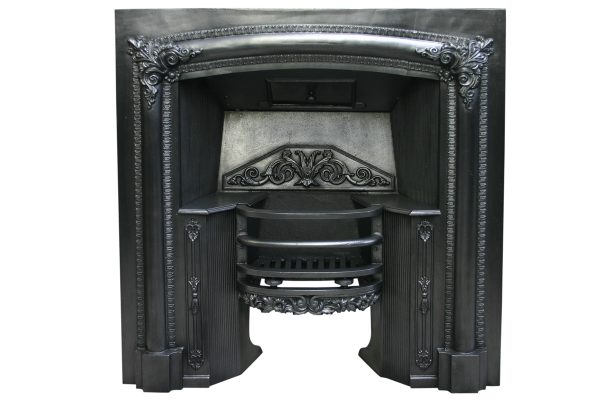 Antique Regency cast iron fireplace grate.-0