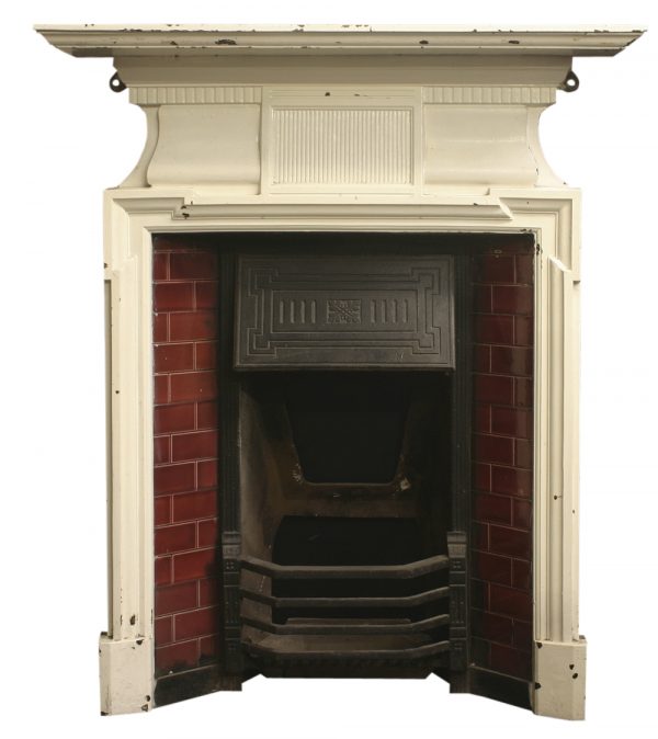 Antique Edwardian cast iron fireplace-0