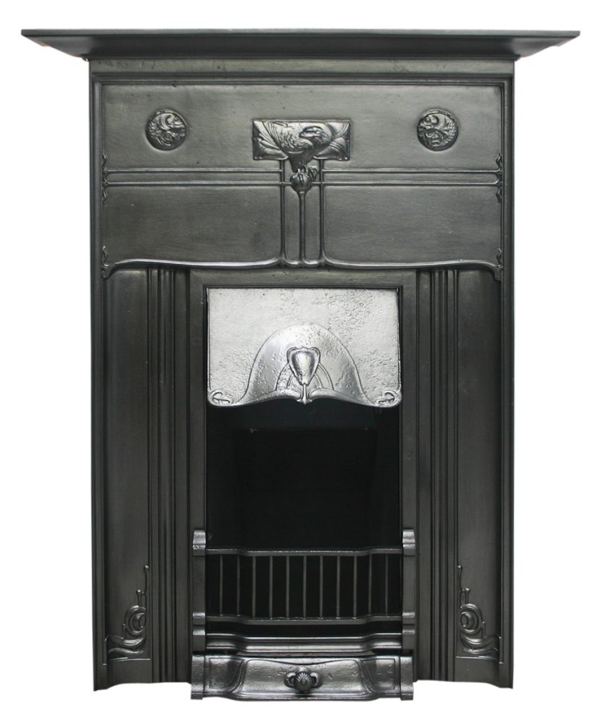 Reclaimed Edwardian Art Nouveau cast iron combination fireplace-0