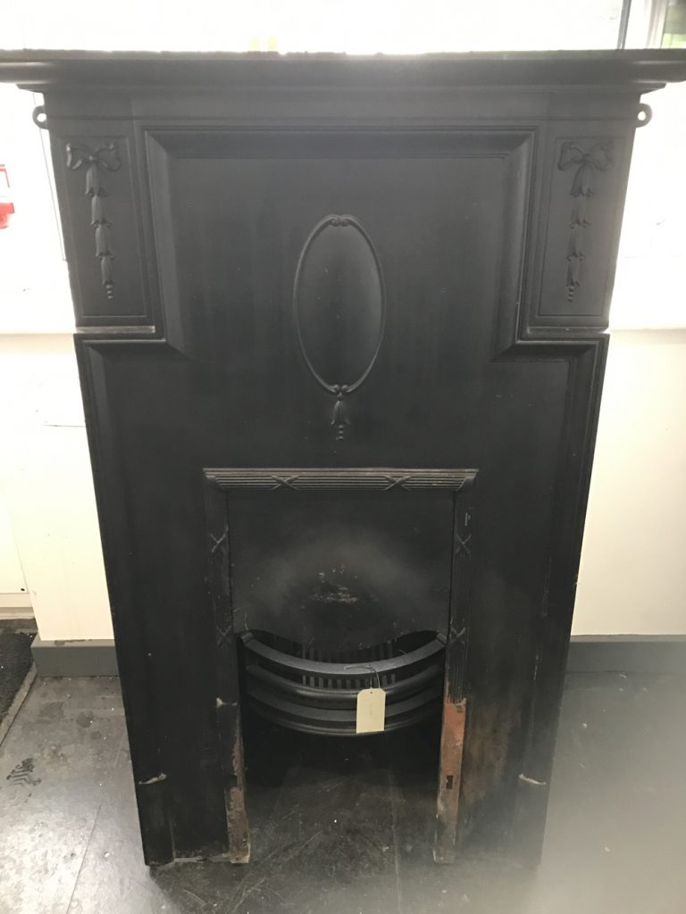Antique Edwardian cast iron combination fireplace-7603