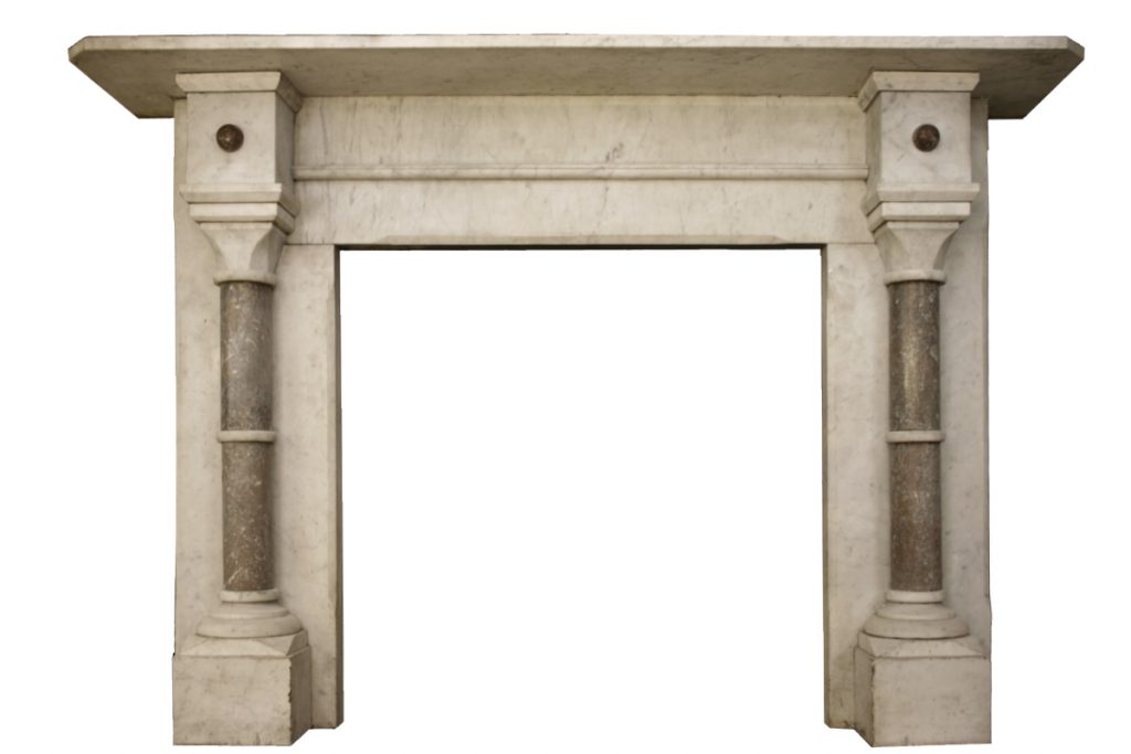 Large antique late Victorian Carrara marble fireplace surround-0