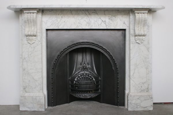 Antique 19th century Victorian Carrara Marble Fireplace Surround-0