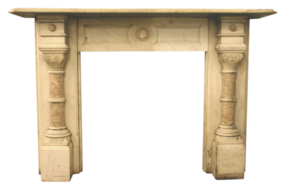 Antique Victorian Carrara marble fireplace-0