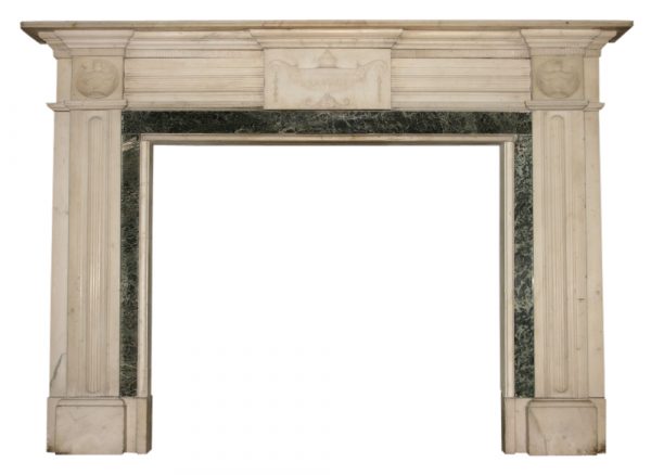 Antique Georgian white & green marble fireplace surround-0