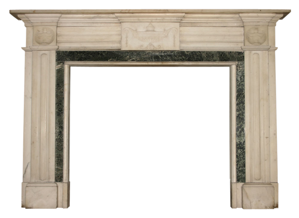 Antique Georgian white & green marble fireplace surround-0