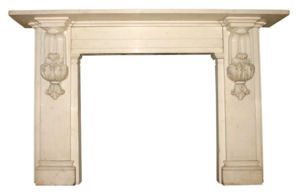 Antique Victorian carved statuary white marble fire surround-0