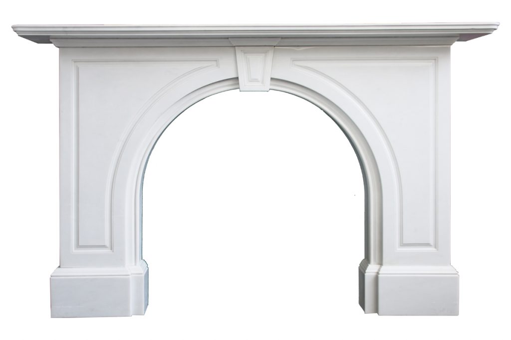 Late Victorian statuary marble fireplace with an arched aperture-0