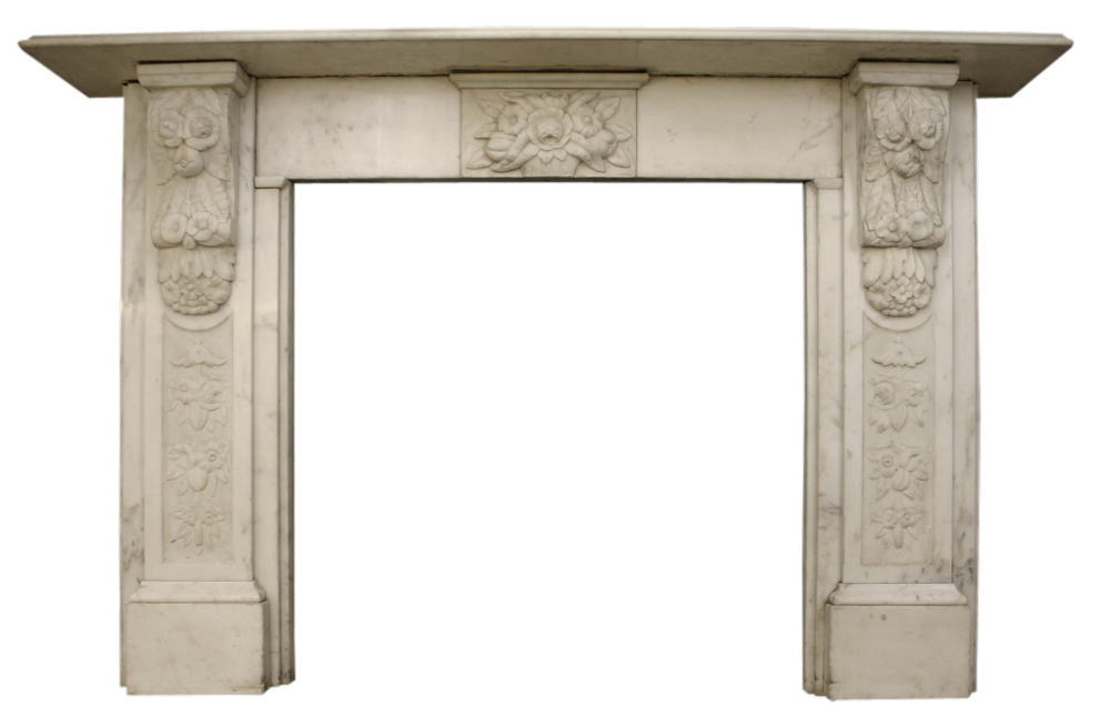 Victorian antique carved statuary marble fire surround-0