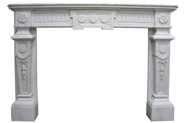 Antique Continental 19th century white marble fireplace surround-0