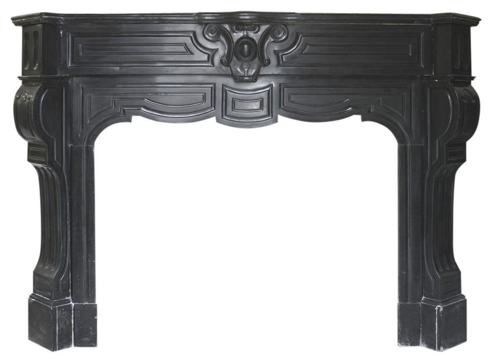Antique Belgian black marble fireplace surround with cabriole legs-0