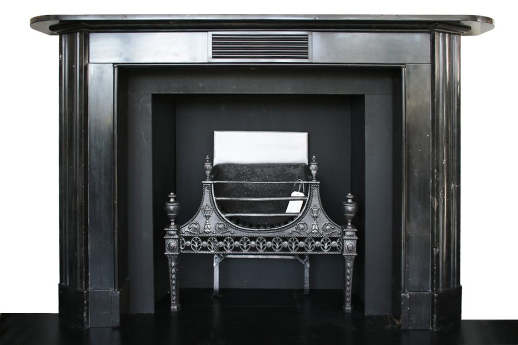 large antique early 19th century Georgian black marble fireplace surround-0
