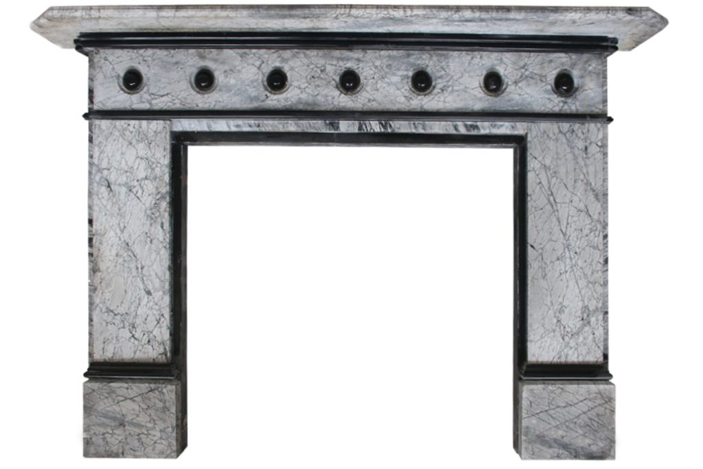 Large late Victorian striated grey marble fire surround-0