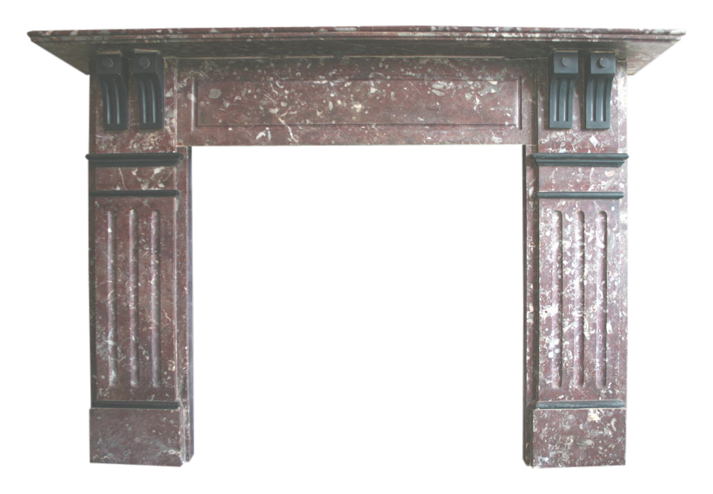 Antique Victorian rouge marble fireplace surround-0