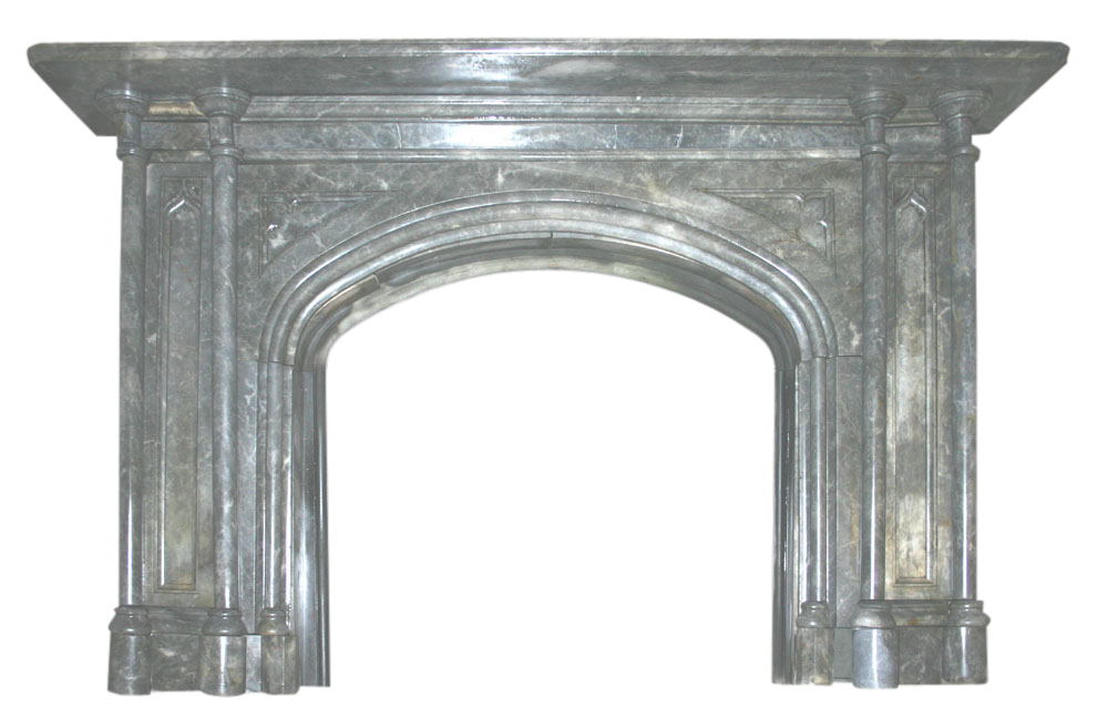 Reclaimed Victorian gothic grey marble fireplace-0
