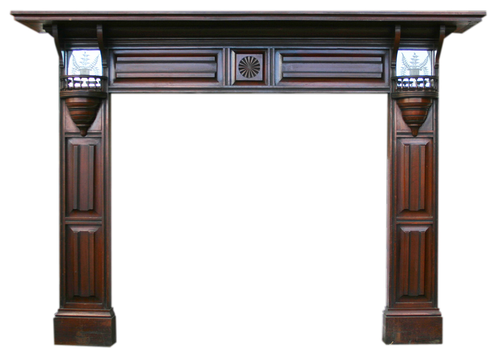 Antique Victorian mahogany fireplace. -0