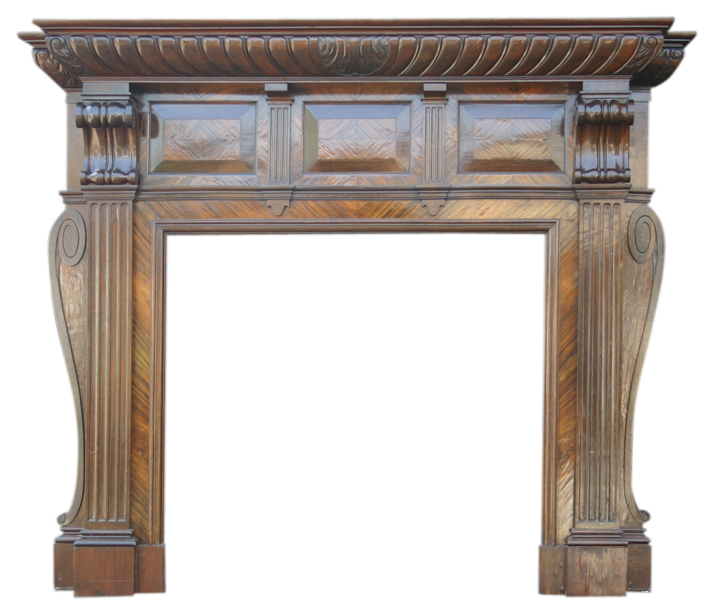 Large and imposing antique Victorian walnut fire surround. -0