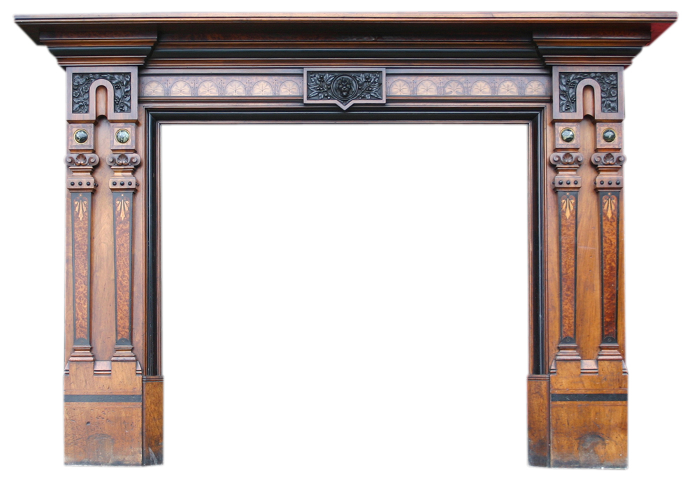 Large high quality Victorian mahogany fireplace surround-0