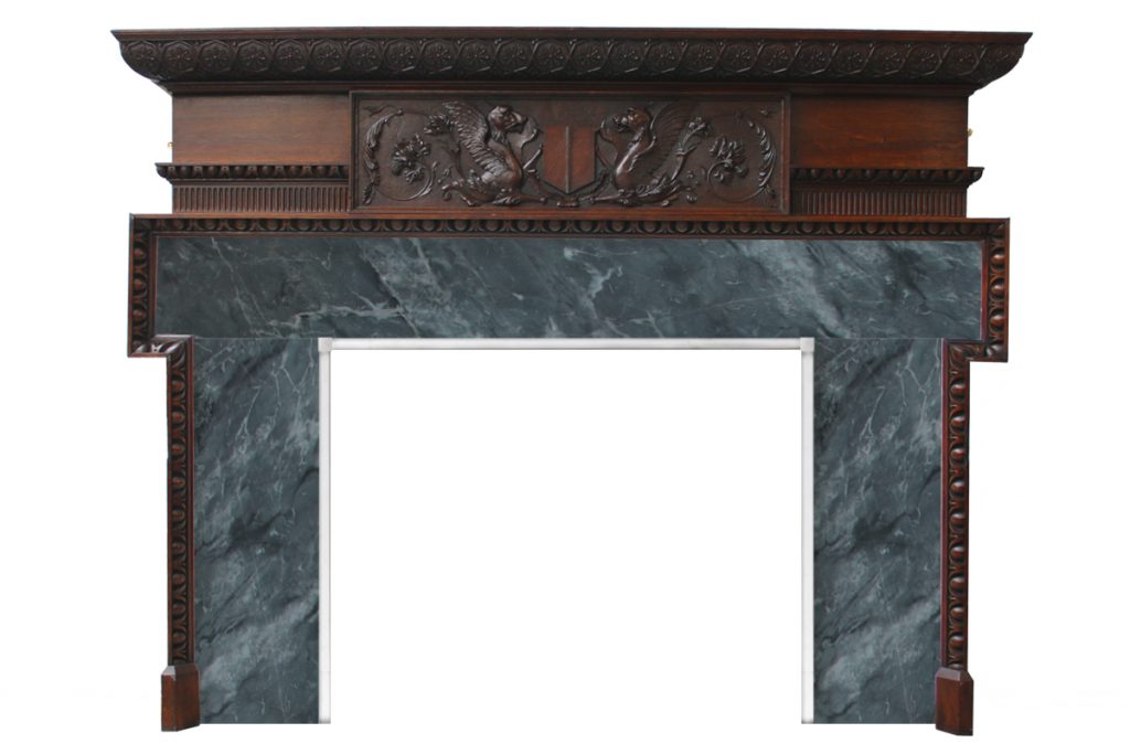Antique Victorian carved oak fireplace surround-0