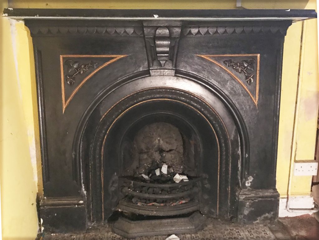 Antique mid 19th century Victorian cast iron fireplace surround-12054